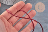 Cordon queue de rat polyester bordeau 2mm, x5 mètres (G11224)