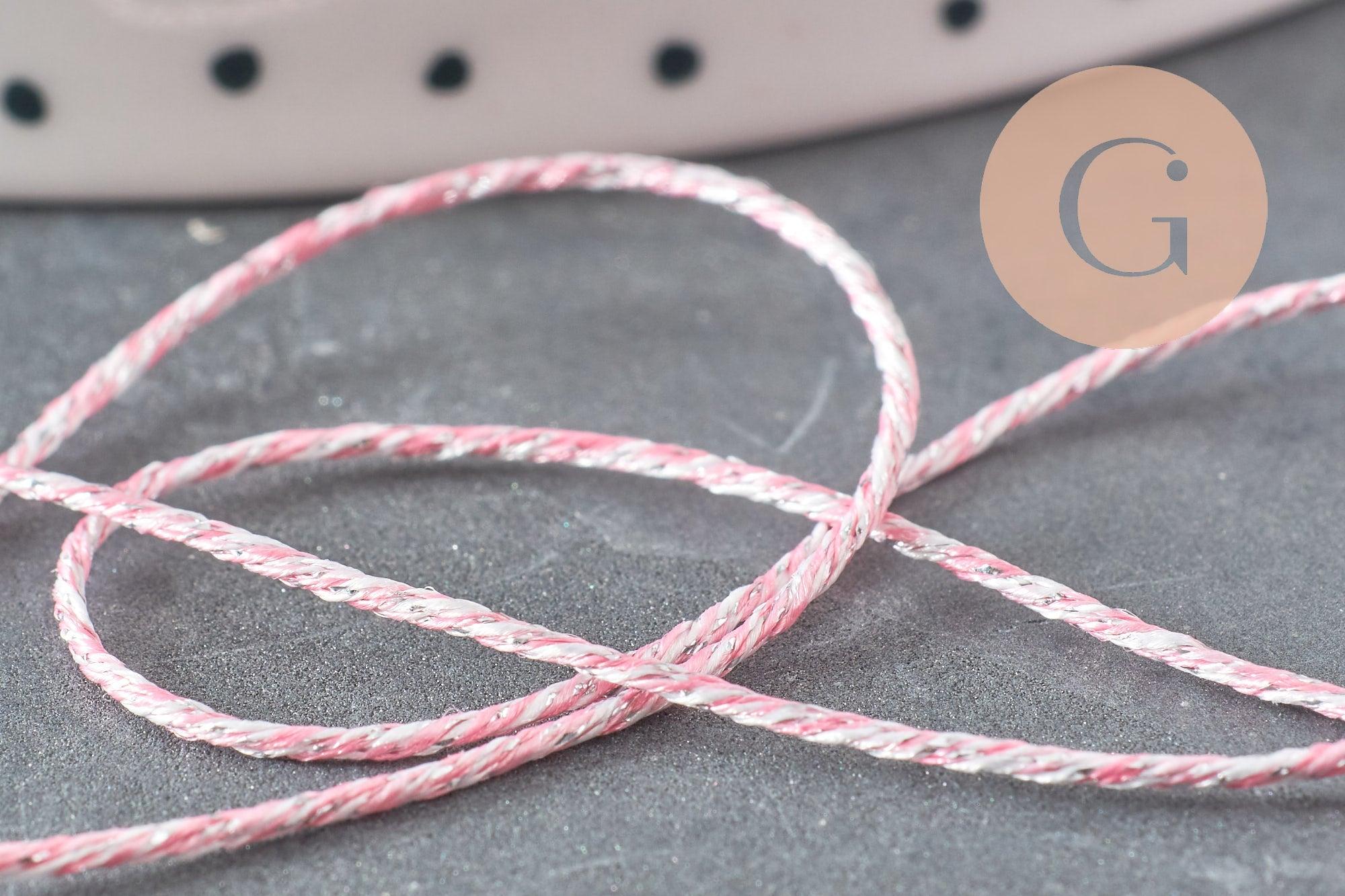 Cordon rose argent, ruban mariage,fourniture créative, scrapbooking, largeur 0.8mm, x1 ou x5 ou x10 mètre G4473