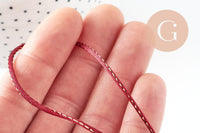 Cordon rouge or, fabrication bijoux,ruban mariage, scrapbooking, largeur 1.8mm, x1 mètre (G8244)