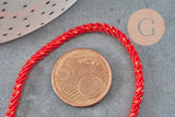 Cordon satiné torsadé rouge et or largeur 2.5-3mm, x1 mètre (G6713)