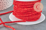 Cordon satiné torsadé rouge et or largeur 2.5-3mm, x1 mètre (G6713)