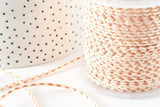 Cordon tressé Beige rose blanc 2mm, x 1 mètre (G9118)