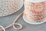 Cordon tressé Orange Jaune Rose bleu 2mm, cordon multicolore scrapbooking, cordon décoration, x1 mètre G5933