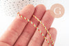 Cordon tressé Vert Jaune Rouge bleu or 2mm x1 mètre G9730