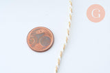 Cordon tressé blanc beige fil doré 1.5mm-2mm, x1 mètre (G6069)