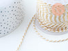 Cordon tressé blanc beige fil doré 1.5mm-2mm, x1 mètre (G6069)