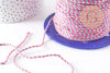 Cordon tressé blanc rose bleu 2mm, cordon pour bijoux,cordon multicolore scrapbooking, x1 mètre,G5938