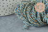 Cordon tressé bleu beige fil doré 2mm, x1 mètre (G5808)