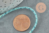 Cordon tressé bleu turquoise 2mm, x1 mètre G5894