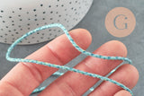 Cordon tressé bleu turquoise 2mm, x1 mètre G5894