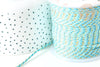 Cordon tressé bleu turquoise fil doré 1.5mm-2mm, x 1Mètre G8005