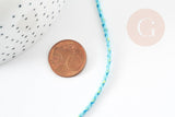 Cordon tressé coton turquoise jaune 2mm, x1 mètre (G9120)