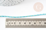 Cordon tressé coton turquoise jaune 2mm, x1 mètre (G9120)