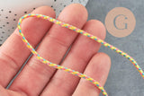 Cordon tressé jaune fluo bleu rose polyester 2mm, x1 mètre (G5937)