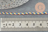 Cordon tressé jaune fluo marron rose bleu 2mm, cordon pour bijoux, cordon multicolore scrapbooking, corde décoration, x1 mètre G5934