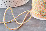 Cordon tressé jaune rose turquoise fil doré 1.5mm-2mm, x1 mètre (G8124)