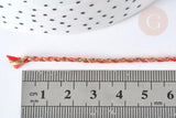 Cordon tressé orange clair et foncé fil doré 1.5mm-2mm, scrapbooking, x 1Mètre (G7470)