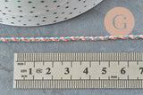 Cordon tressé rose bleu corail fil doré 2mm, x1 mètre (G5809)