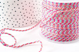 Cordon tressé rose orange turquoise 2mm, cordon pour bijoux,cordon multicolore scrapbooking, x 1 mètre G9119