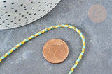 Cordon tressé vert jaune turquoise fil doré 1.5mm-2mm, x 1Mètre (G8125)