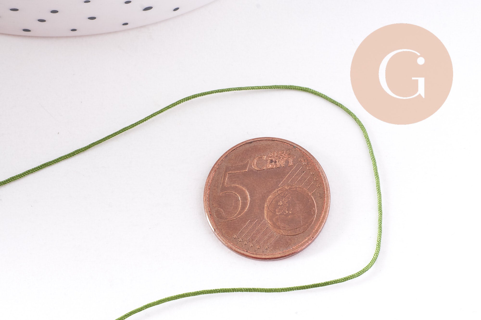 Cordon vert kaki tressé polyester 0.6mm, x1 mètre (G10663)