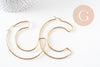 Créole lettre C acier doré, bijoux acier inoxydable, création bijoux, oreille percée,sans nickel, boucles acier, 75.5mm,la paire (G4286)