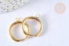 Boucles créole avec anneau dormeuse acier inoxydable doré 25mm, la paire (G7313)