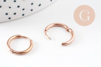 Créoles fine acier 316 inoxydable or rose IP 17mm, x1 paire (G10895)