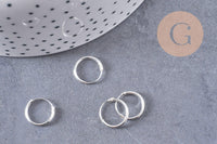 Créoles fine argent 925 massif 12mm, x1 paire (G5410)