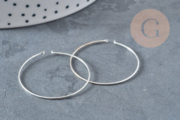 Boucles créoles fine argent massif 925 30mm, x2 (G8783)