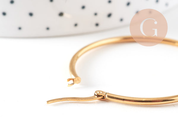 Créoles grande acier doré, bijoux doré,sans nickel, boucles acier, 44-46mm la paire (G6732)