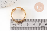 Créoles larges acier doré, oreille percée,sans nickel, boucles sans nickel, boucles acier, 27mm la paire (G0213)