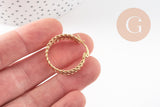 Créoles larges acier doré, oreille percée,sans nickel, boucles sans nickel, boucles acier, 27mm la paire (G0213)
