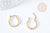 Créoles ronde finition carrée à clapet laiton doré 18K 24mm, une paire de boucles dorées pour oreilles percées, la paire G8767