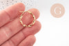 Créoles torsadées acier doré, oreille percée,sans nickel, boucles acier, 21mm, la paire (G0599)