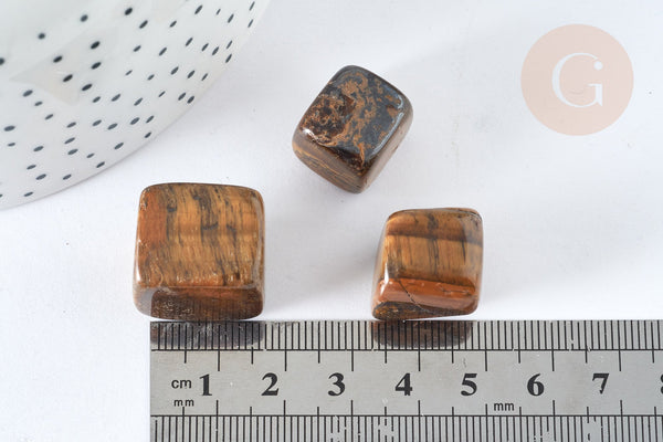 Cube poli Œil de tigre naturel 13-27mm,pierre naturelle lithothérapie, x1, G7581
