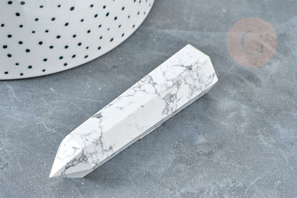 EP A RENOUVELER-Pointe howlite naturel 70-80mm, pierre naturelle séance lithothérapie, la pièce G8414