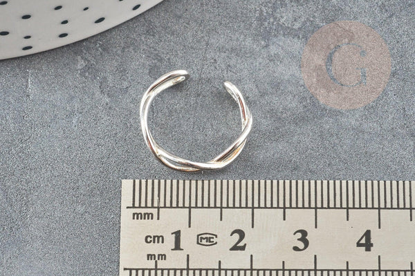 EP-Bague réglable croisée argent 925 massif 20mm, x1 (G9137)