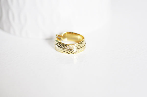 EP Bague réglable dorée 16K feuille, creation bijoux,bijou minimaliste, support bague, création bague, diamètre 16mm