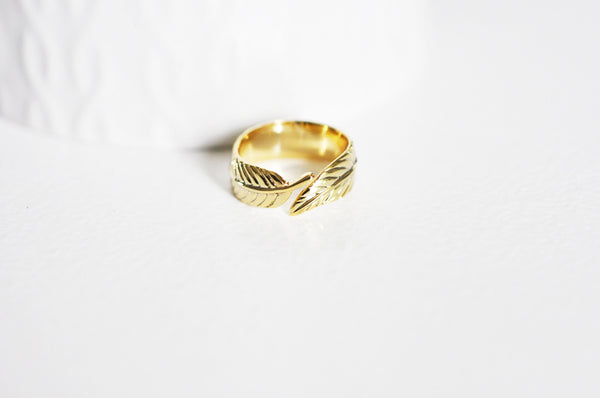EP Bague réglable dorée 16K feuille, creation bijoux,bijou minimaliste, support bague, création bague, diamètre 16mm