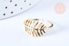 EP-Bague réglable feuille de palme acier doré Taille 54, x1 (G6409)