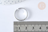 EP-Bague réglable fine zircon acier inoxydable argent 304 Taille 63, x1 (G7057)