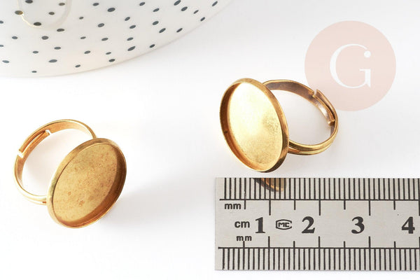 EP-Bague réglable pour cabochon 18mm laiton brut, x5 (G1904)