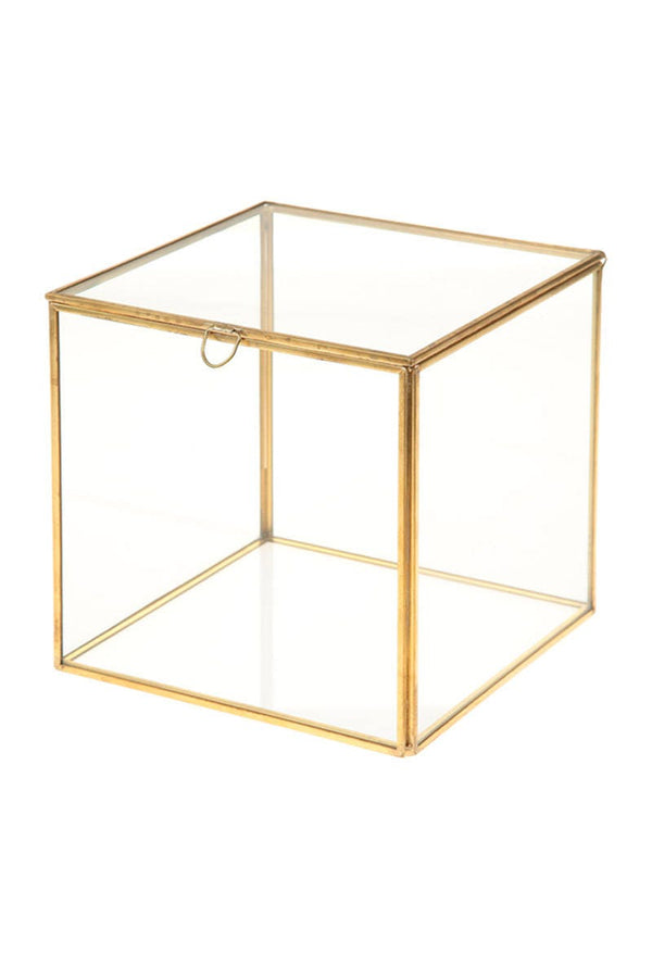 EP Boite à bijoux en verre carrée,rangement bijoux, boite verre vintage, boîte décoration, décoration minimaliste, boîte verre, 18cm de côté