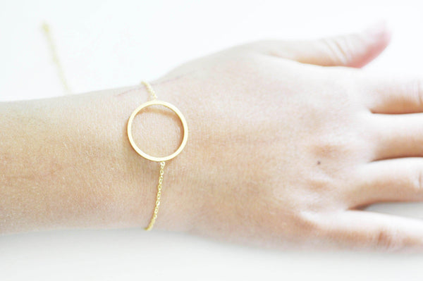 EP Bracelet cercle acier doré 14k 19cm, x1 (G2906)