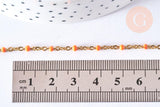 Bracelet ou collier acier doré 14k résine orange 1.5mm-20.5cm, x1 (G3709)