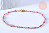 EP Bracelet ou collier acier doré 14k résine rose foncé, 1.5mm,20.5cm, x1 G4210