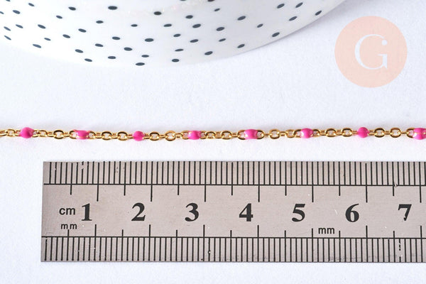 EP Bracelet ou collier acier doré 14k résine rose foncé, 1.5mm,20.5cm, x1 G4210