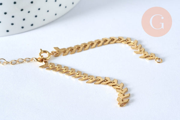 EP Bracelet réglable arrête de poisson acier inoxydable doré 14k 16cm, x1 G5969