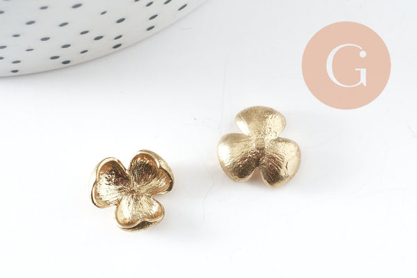 EP-Breloque fleur laiton brut 14mm, x2 G0441
